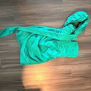 Green Strapless Dress with Hood